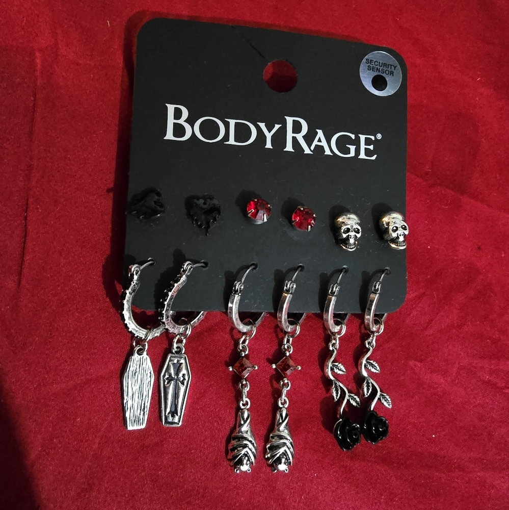 Spencer's Silver and Black Earring Set